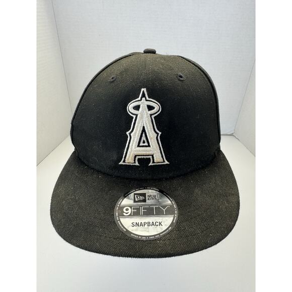 MLB Los Angeles Anaheim Angels Halo A Black Snapback Hat - 9FIFTY Baseball Cap - Picture 1 of 8